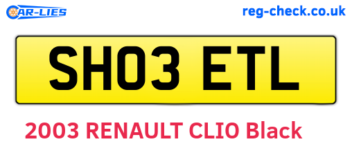 SH03ETL are the vehicle registration plates.
