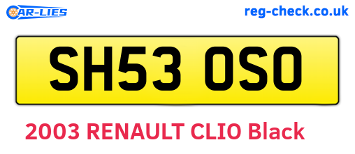 SH53OSO are the vehicle registration plates.