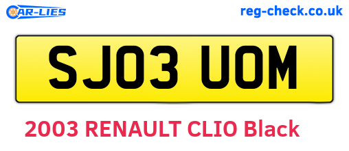 SJ03UOM are the vehicle registration plates.