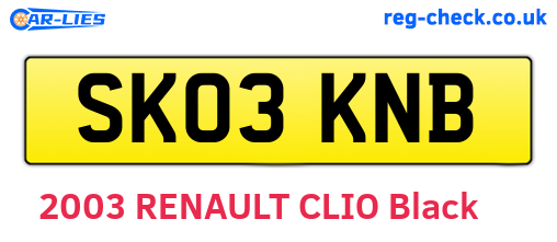 SK03KNB are the vehicle registration plates.