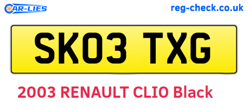 SK03TXG are the vehicle registration plates.