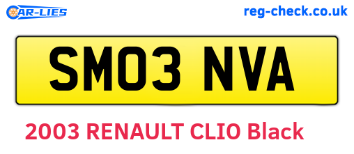 SM03NVA are the vehicle registration plates.