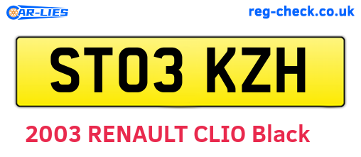 ST03KZH are the vehicle registration plates.