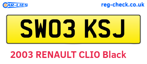 SW03KSJ are the vehicle registration plates.