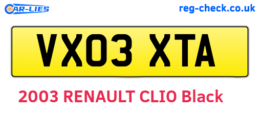 VX03XTA are the vehicle registration plates.