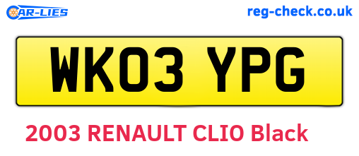 WK03YPG are the vehicle registration plates.