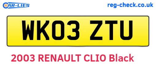 WK03ZTU are the vehicle registration plates.