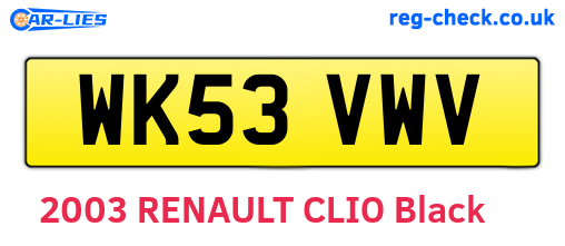 WK53VWV are the vehicle registration plates.