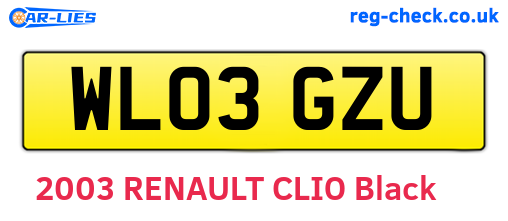 WL03GZU are the vehicle registration plates.