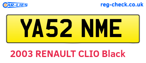 YA52NME are the vehicle registration plates.