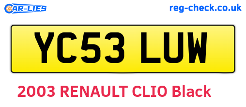 YC53LUW are the vehicle registration plates.