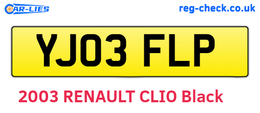 YJ03FLP are the vehicle registration plates.