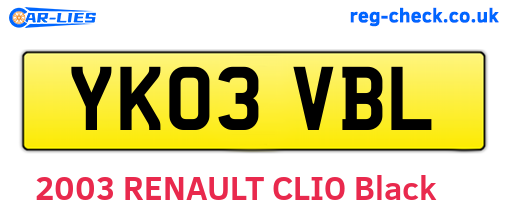 YK03VBL are the vehicle registration plates.