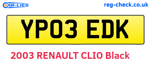 YP03EDK are the vehicle registration plates.