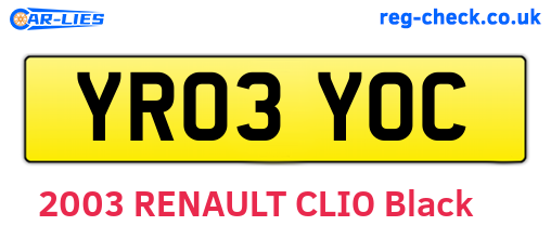 YR03YOC are the vehicle registration plates.