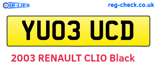 YU03UCD are the vehicle registration plates.