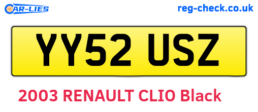 YY52USZ are the vehicle registration plates.