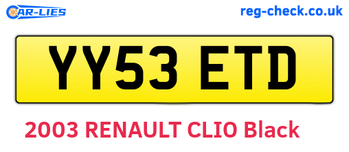 YY53ETD are the vehicle registration plates.
