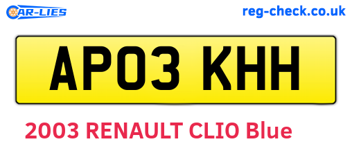 AP03KHH are the vehicle registration plates.