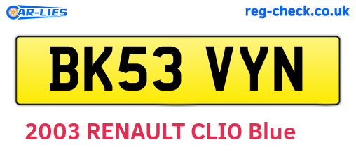 BK53VYN are the vehicle registration plates.