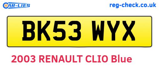 BK53WYX are the vehicle registration plates.