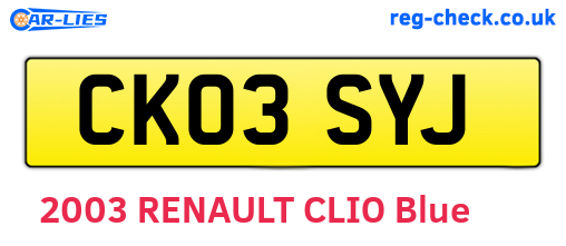CK03SYJ are the vehicle registration plates.