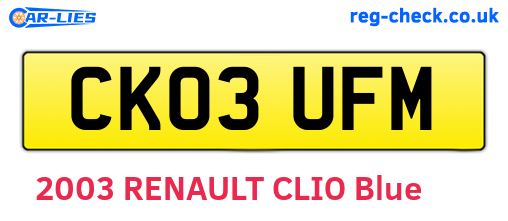 CK03UFM are the vehicle registration plates.