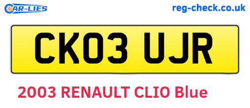 CK03UJR are the vehicle registration plates.