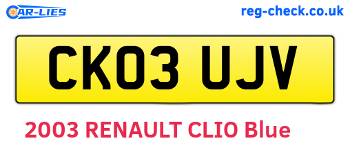 CK03UJV are the vehicle registration plates.