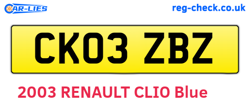 CK03ZBZ are the vehicle registration plates.