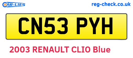 CN53PYH are the vehicle registration plates.