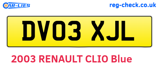 DV03XJL are the vehicle registration plates.
