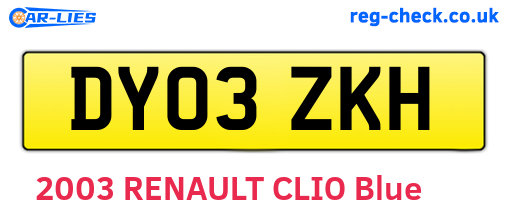 DY03ZKH are the vehicle registration plates.