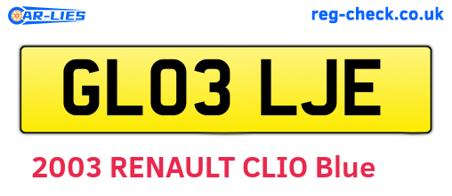 GL03LJE are the vehicle registration plates.