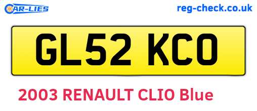 GL52KCO are the vehicle registration plates.