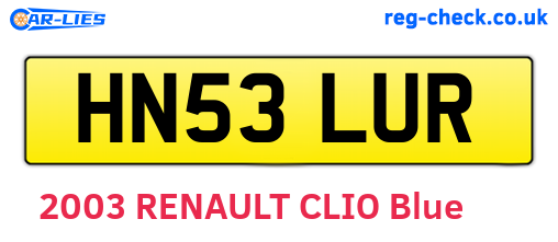 HN53LUR are the vehicle registration plates.
