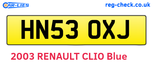 HN53OXJ are the vehicle registration plates.
