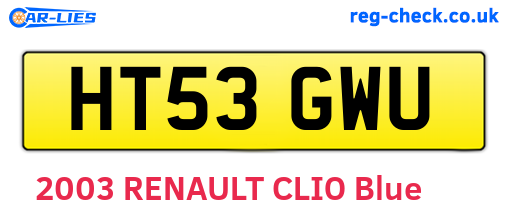 HT53GWU are the vehicle registration plates.