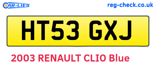 HT53GXJ are the vehicle registration plates.