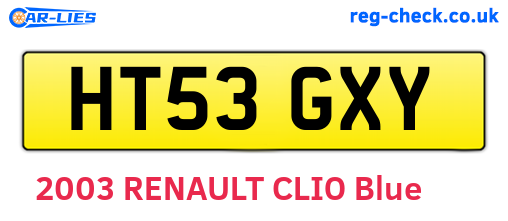 HT53GXY are the vehicle registration plates.