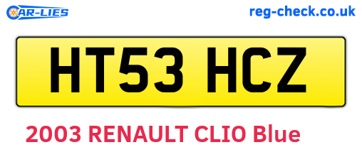 HT53HCZ are the vehicle registration plates.