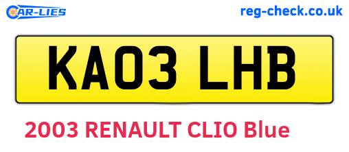 KA03LHB are the vehicle registration plates.