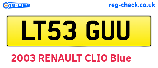 LT53GUU are the vehicle registration plates.
