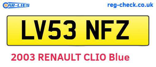 LV53NFZ are the vehicle registration plates.
