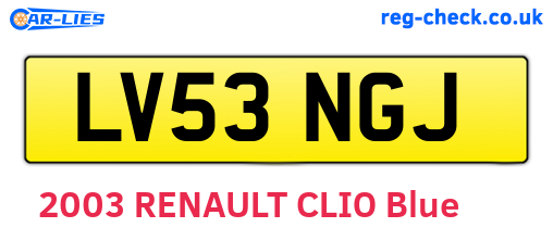 LV53NGJ are the vehicle registration plates.