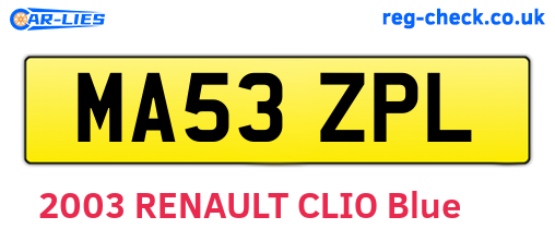 MA53ZPL are the vehicle registration plates.
