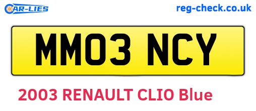 MM03NCY are the vehicle registration plates.