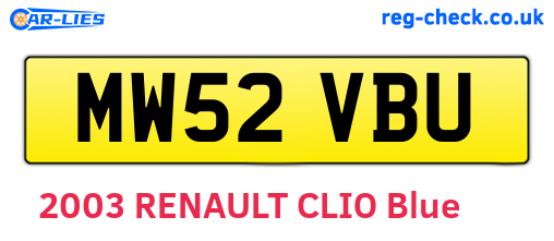 MW52VBU are the vehicle registration plates.