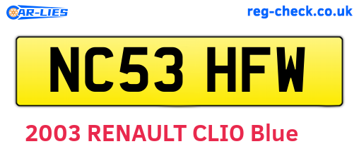 NC53HFW are the vehicle registration plates.