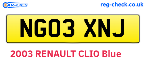 NG03XNJ are the vehicle registration plates.